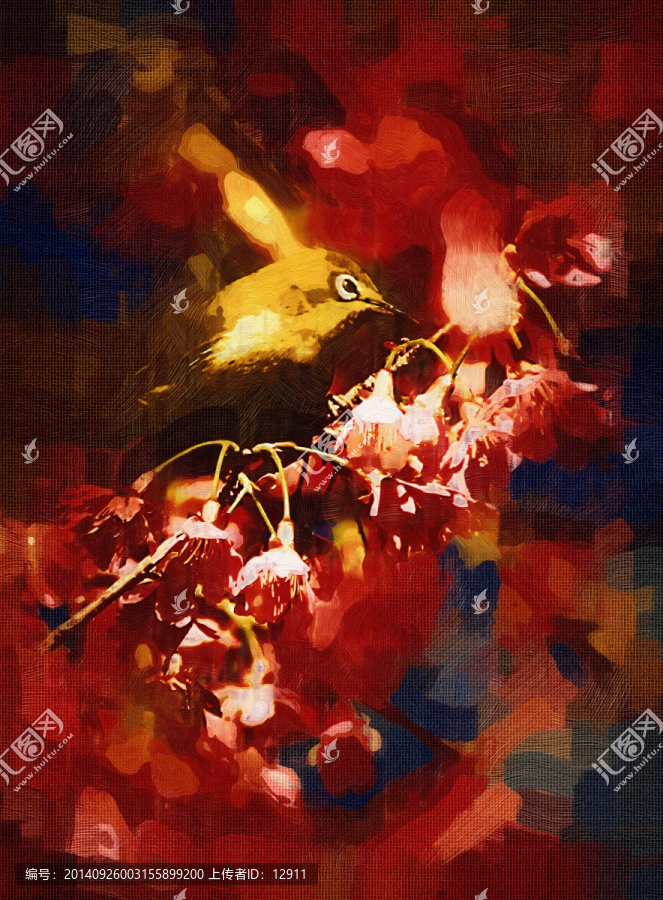 花鳥圖,動物油畫