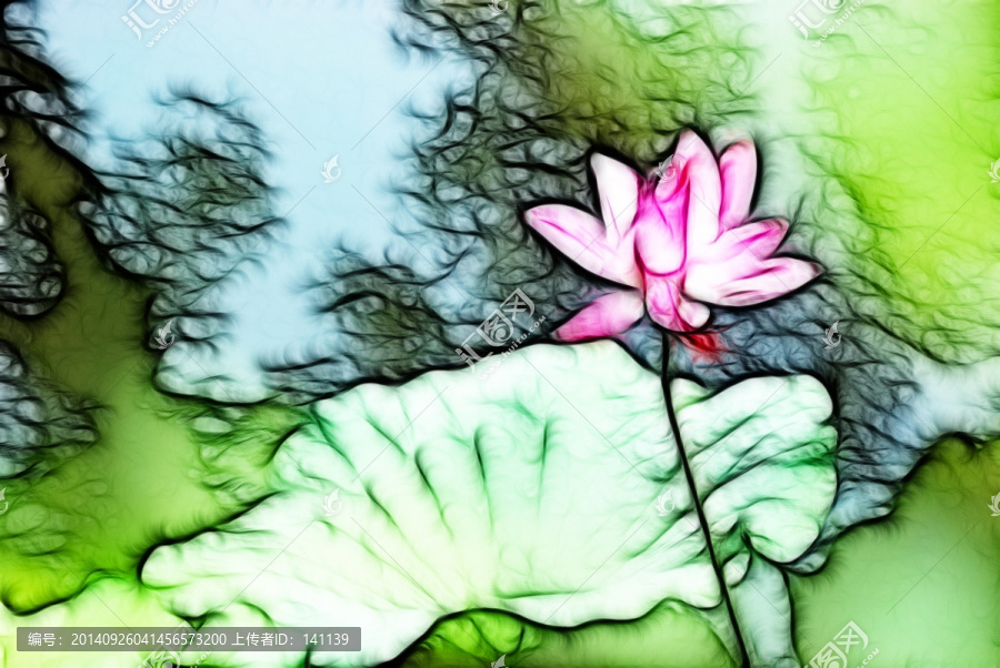 荷花,抽象畫,裝飾畫,無框畫
