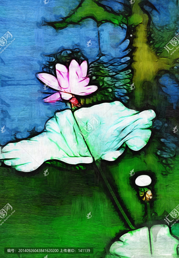 油畫,荷花油畫,裝飾畫,無框畫