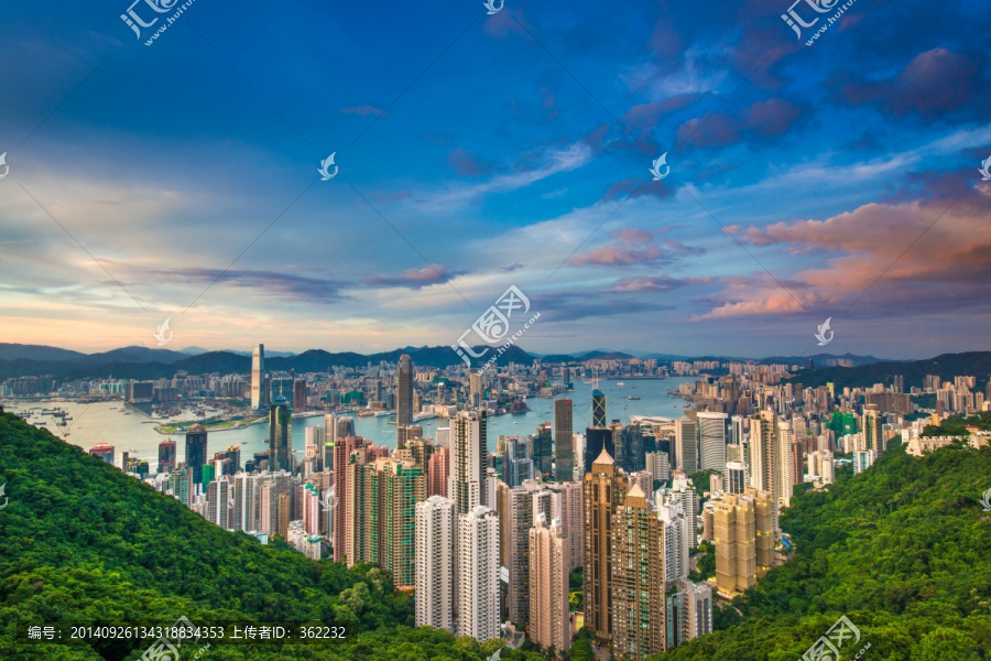 香港风光,全景,晚霞