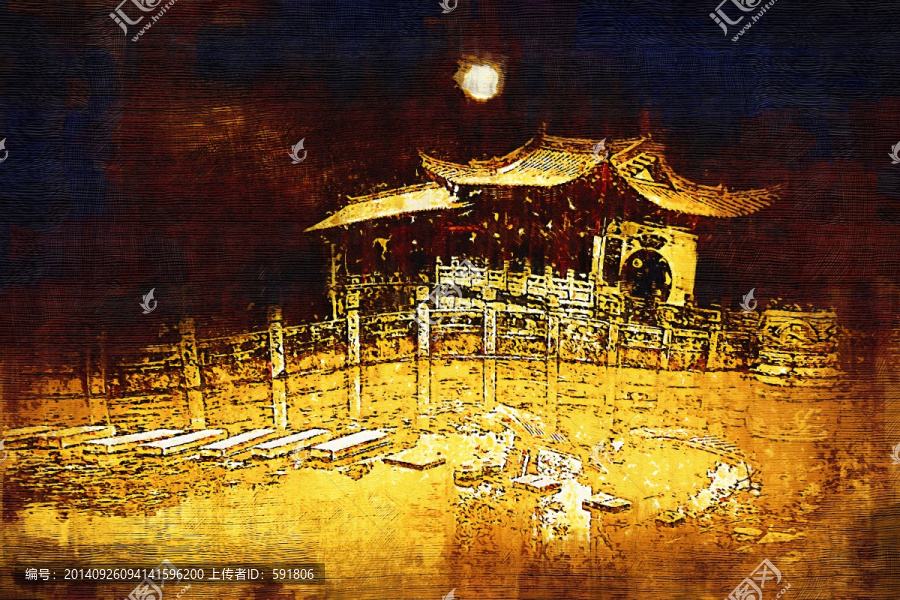 長(zhǎng)亭明月裝飾畫(huà)