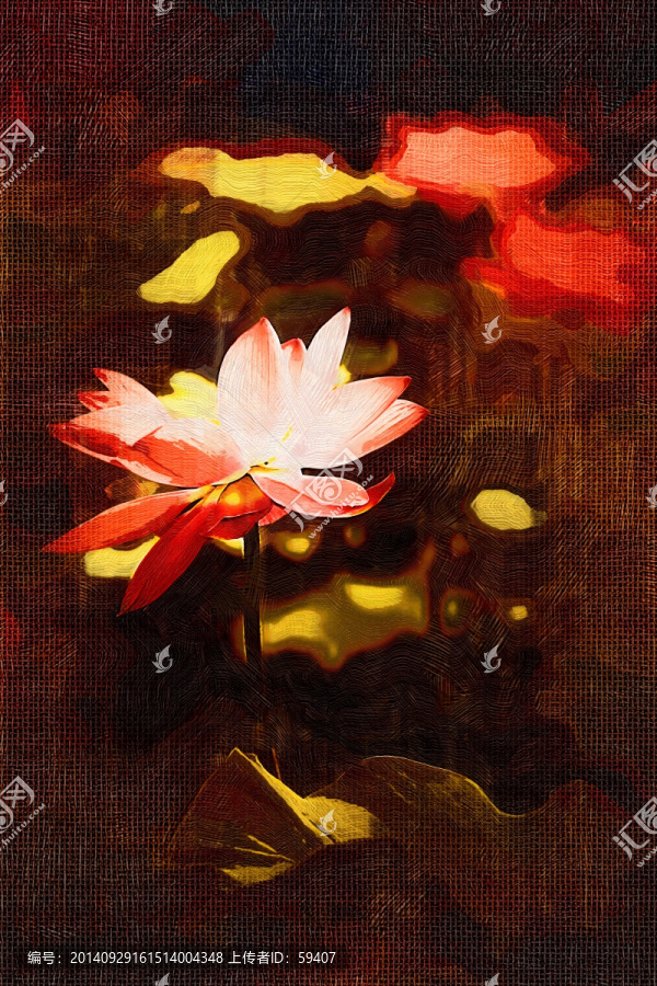 油畫,荷花,裝飾畫
