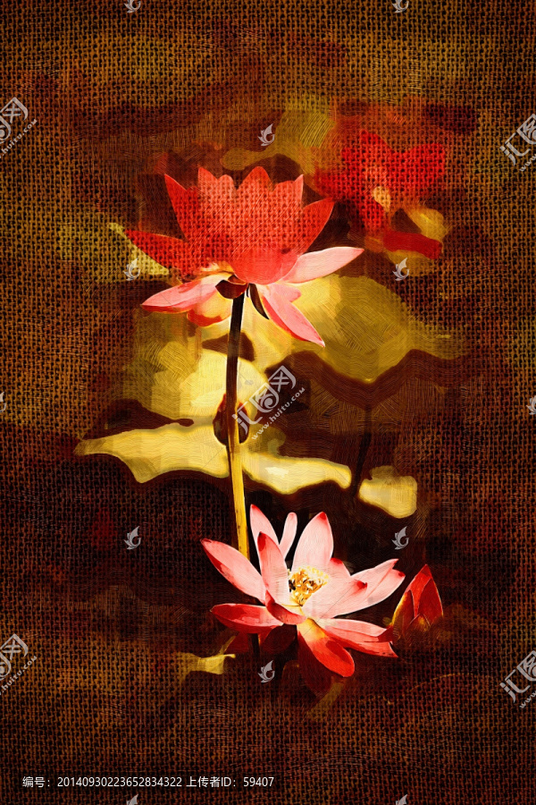油畫,荷花,裝飾畫
