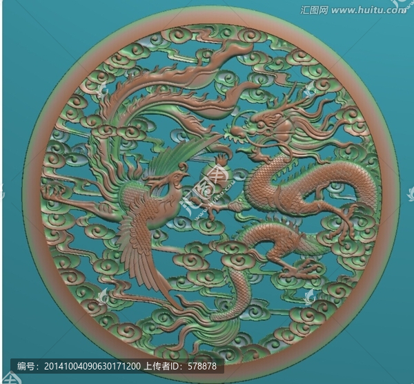 龍鳳精雕圖,圓盤,龍鳳工藝品圖