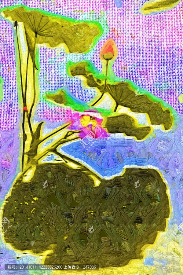 荷花,,油畫(huà),,抽象畫(huà)