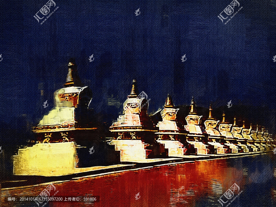白塔,抽象畫(huà)