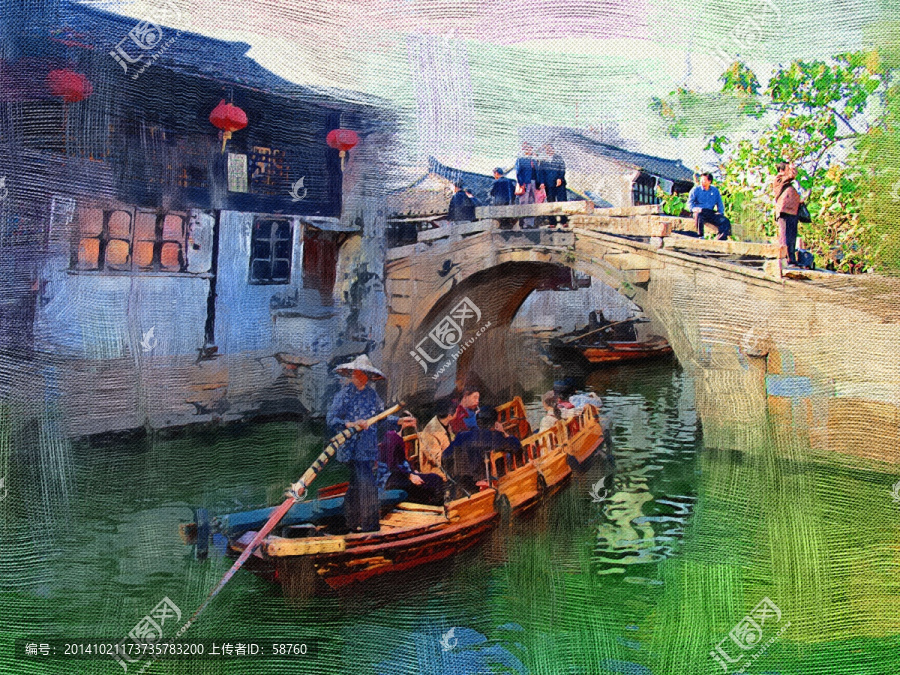 電腦油畫,江南水鄉(xiāng)