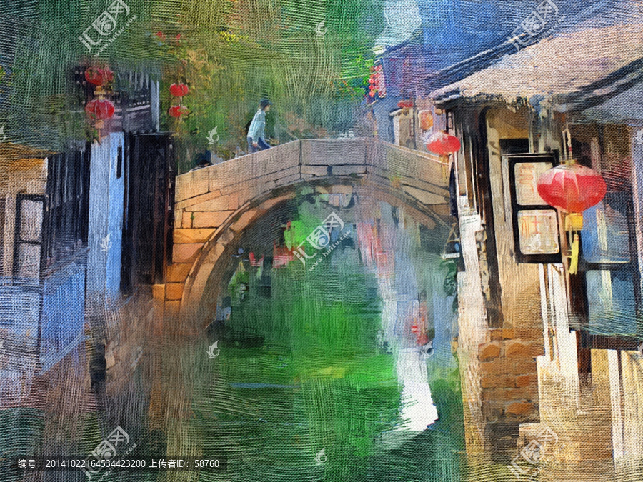 電腦油畫,周莊印象