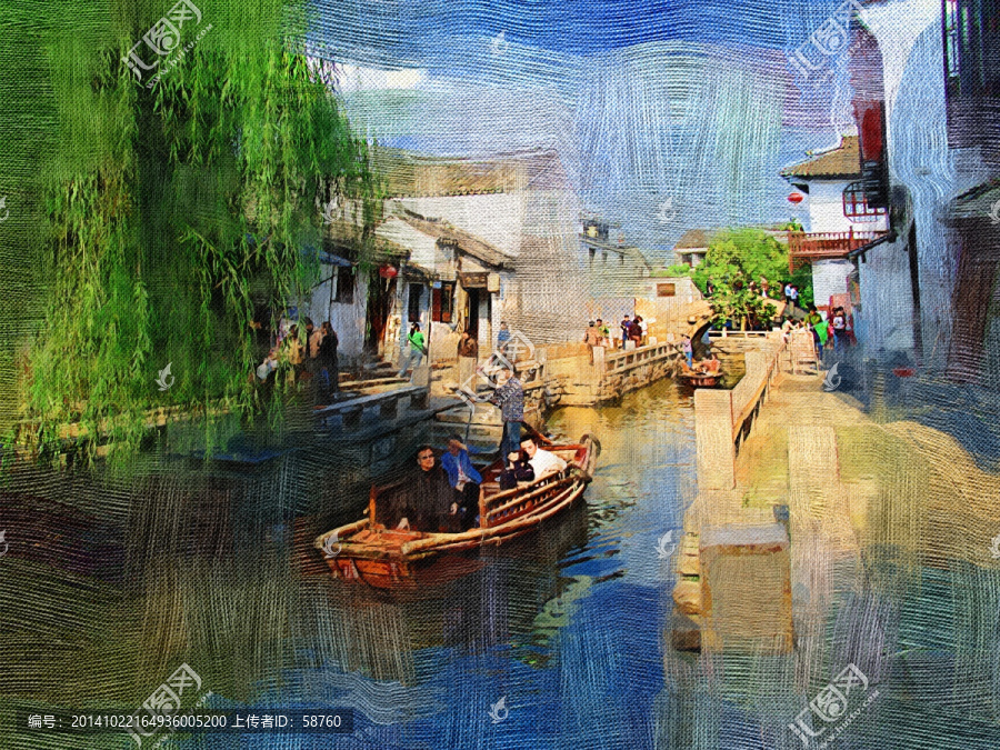 電腦油畫,周莊印象