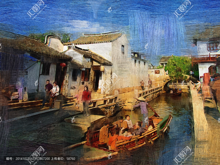 電腦油畫,水鄉(xiāng)周莊