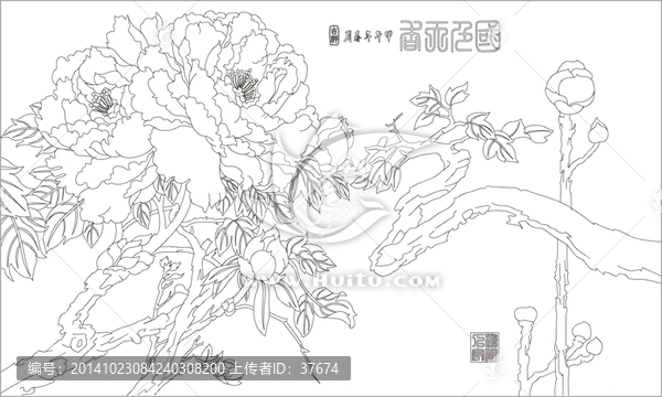 藝術(shù)玻璃國色天香（單線未閉合）