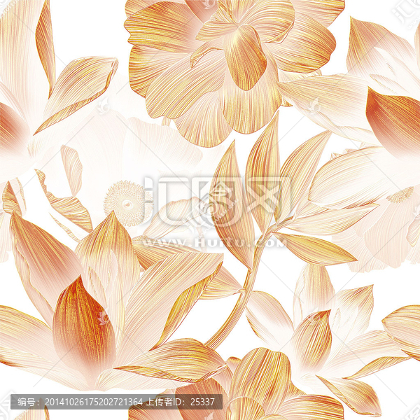 高清無限拼接金絲花卉底紋背景
