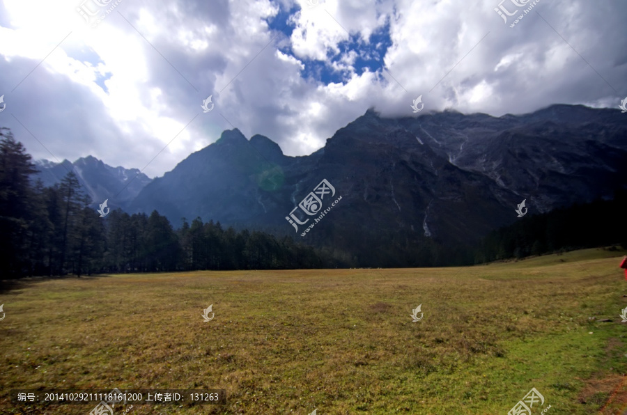 丽江玉龙雪山云杉坪高山草甸全景