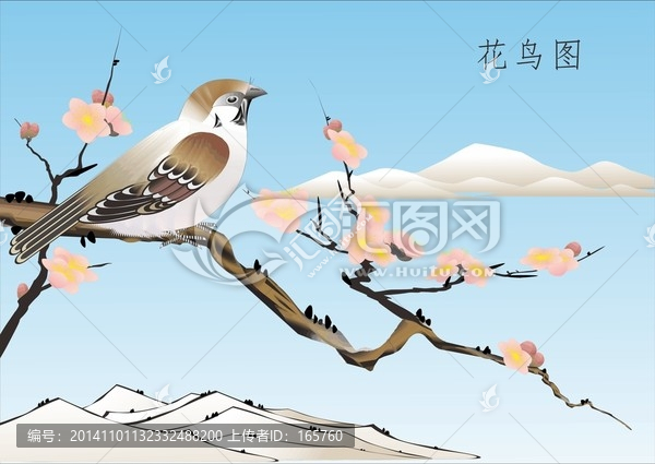 國畫花鳥矢量圖