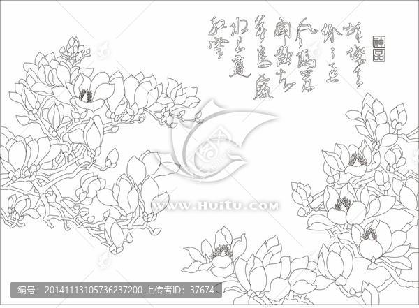 藝術玻璃矢量圖玉蘭花
