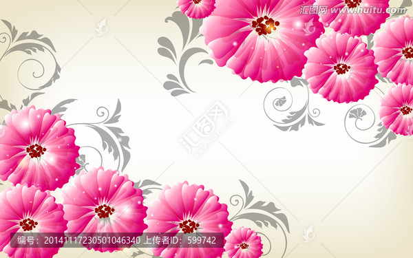 唯美粉色花朵,电视背景墙装饰画