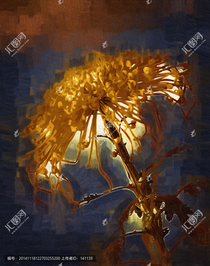秋菊,花卉油畫,裝飾畫,無框畫