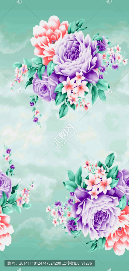 時尚數(shù)碼印花女裝面料花型未分層