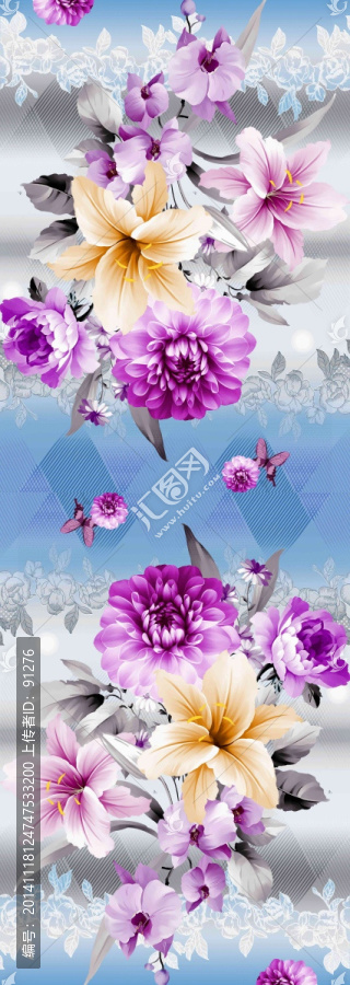 時(shí)尚數(shù)碼印花女裝面料花型未分層