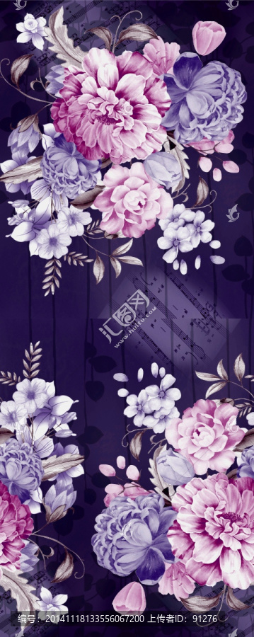 時尚數(shù)碼印花女裝面料花型未分層