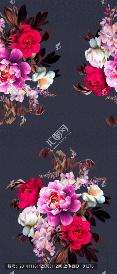 時尚數(shù)碼印花女裝面料花型未分層