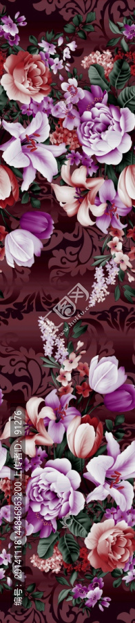 時(shí)尚數(shù)碼印花女裝面料花型未分層