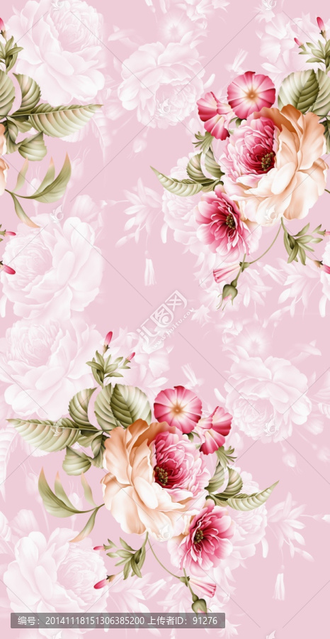 時(shí)尚數(shù)碼印花女裝面料花型未分層