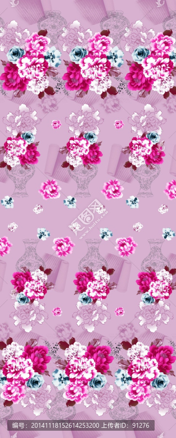 時(shí)尚數(shù)碼印花女裝面料花型未分層
