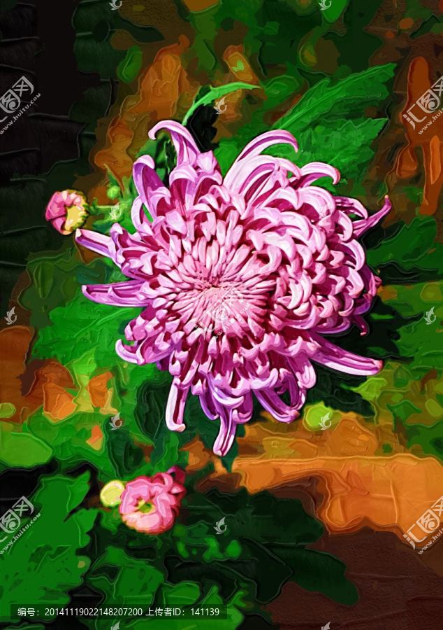 秋菊,花卉油畫,裝飾畫,無框畫