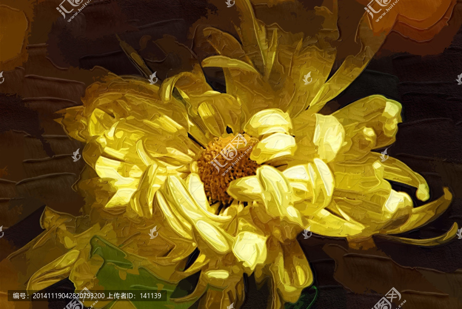 秋菊,花卉油畫,裝飾畫,無(wú)框畫