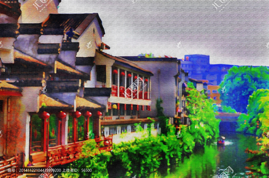 江南水鄉(xiāng)油畫