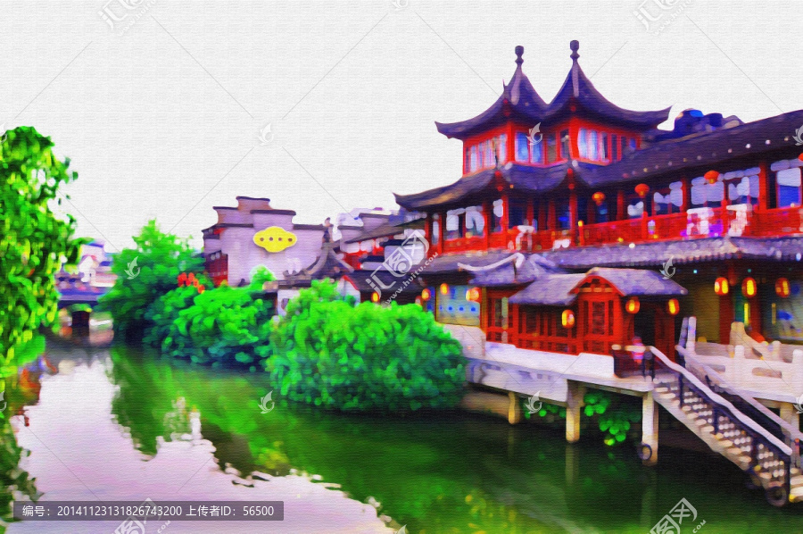 江南水鄉(xiāng)油畫