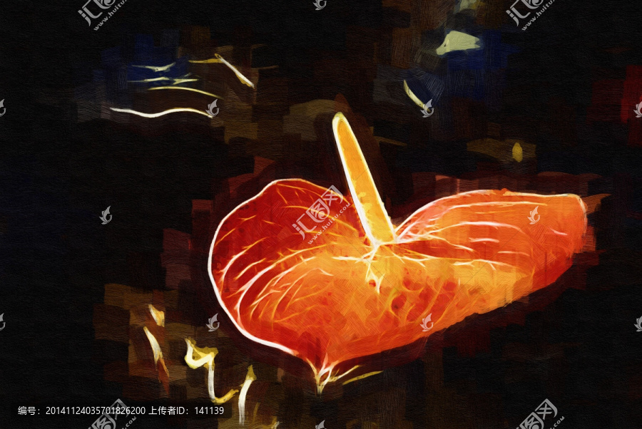 紅掌,花卉油畫,裝飾畫,無框畫