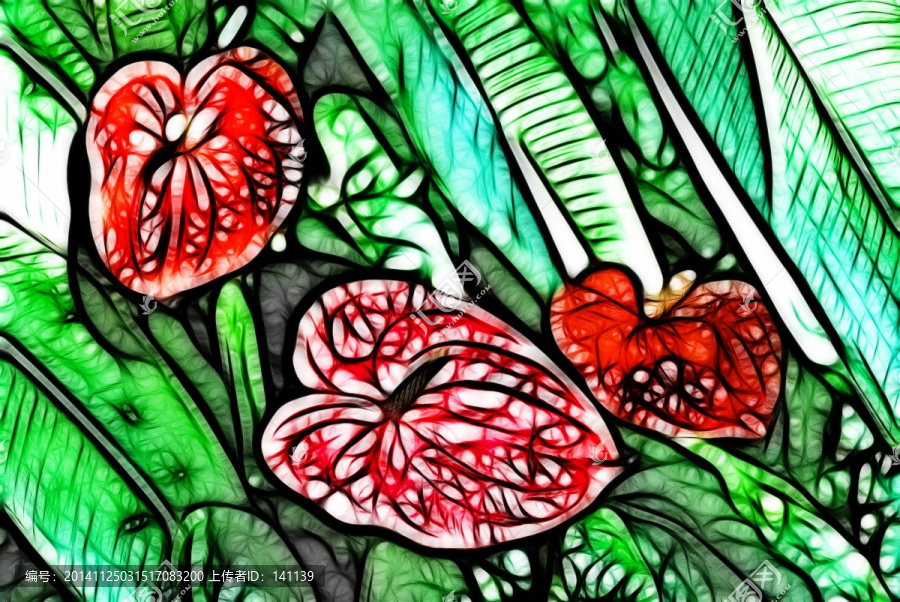 紅掌,花卉油畫,油畫,裝飾畫
