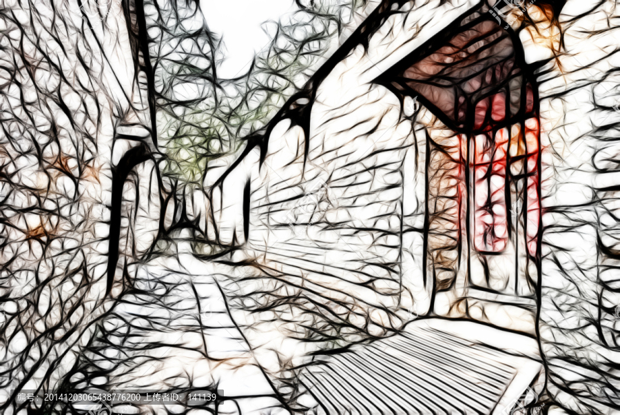 古建筑,抽象畫,裝飾畫,無框畫