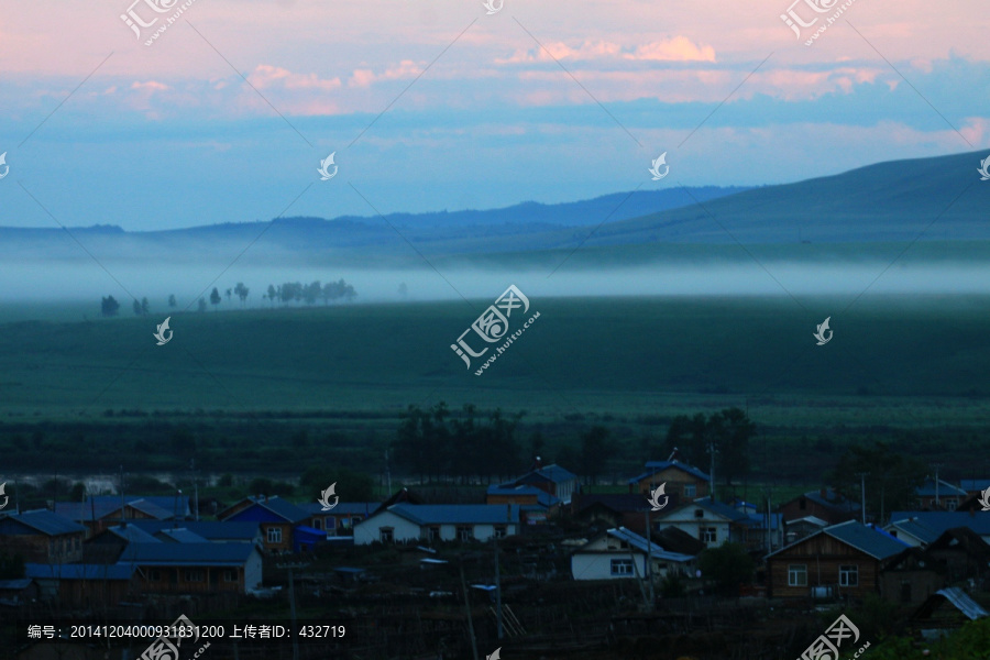 俄罗斯民俗村,晨雾,天空素材