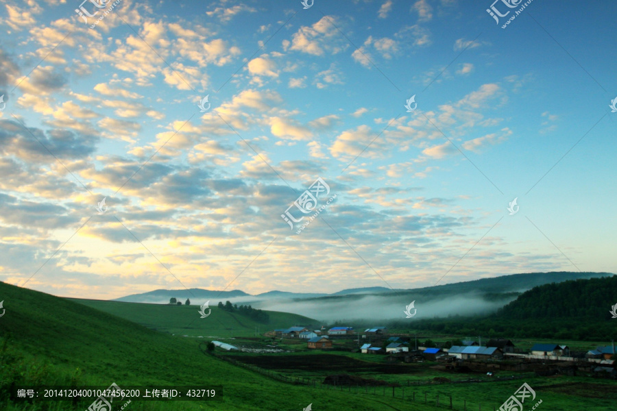 天空素材,山村的早晨