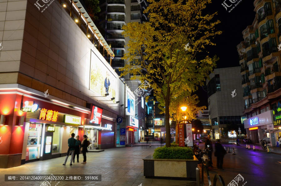 昆明街头银杏夜景