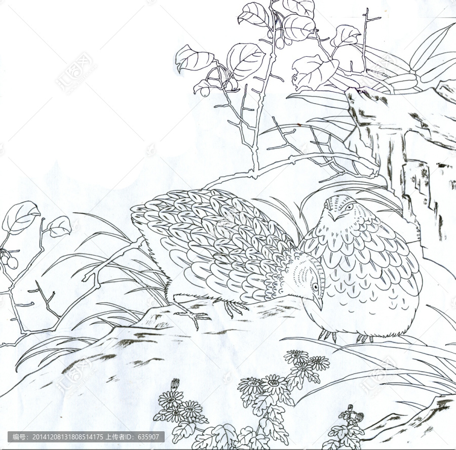 原創(chuàng)白描圖安居樂業(yè)JPG