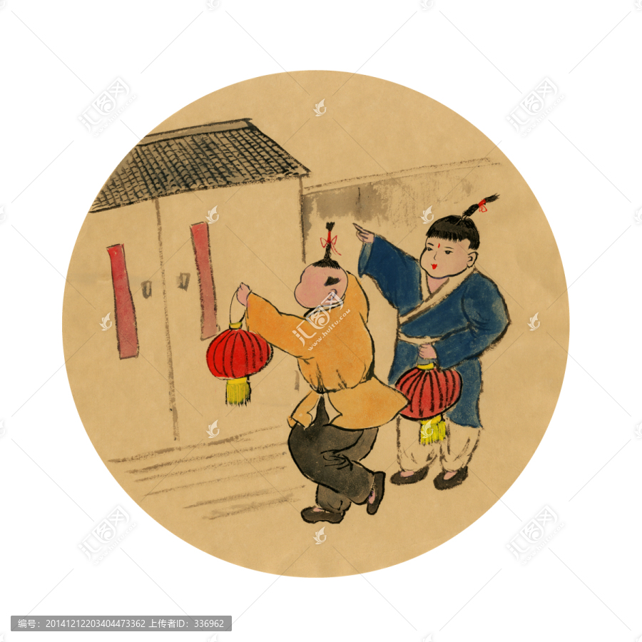 年畫放鞭炮,過新年