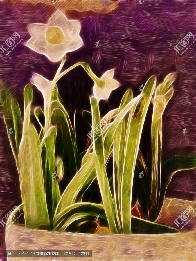 水仙花裝飾畫,唯美花卉