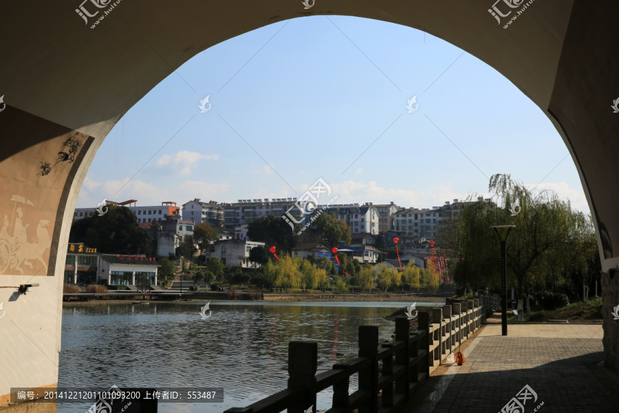 桥洞,城市,园林,山水,灯笼