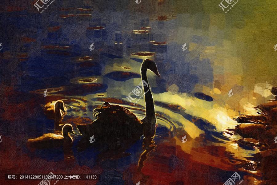 天鵝油畫,裝飾畫,無框畫,油畫