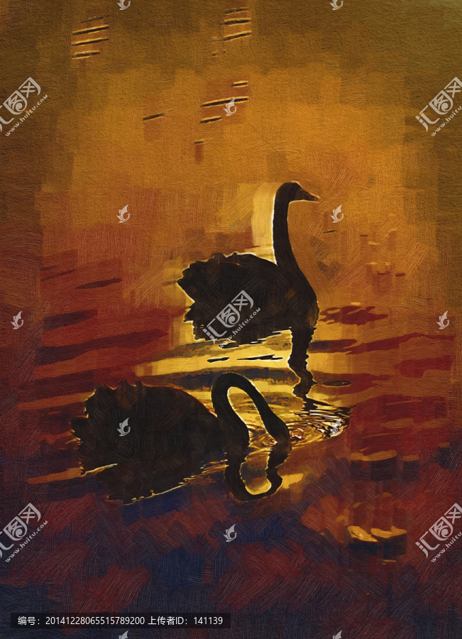 天鵝油畫,裝飾畫,無框畫,油畫