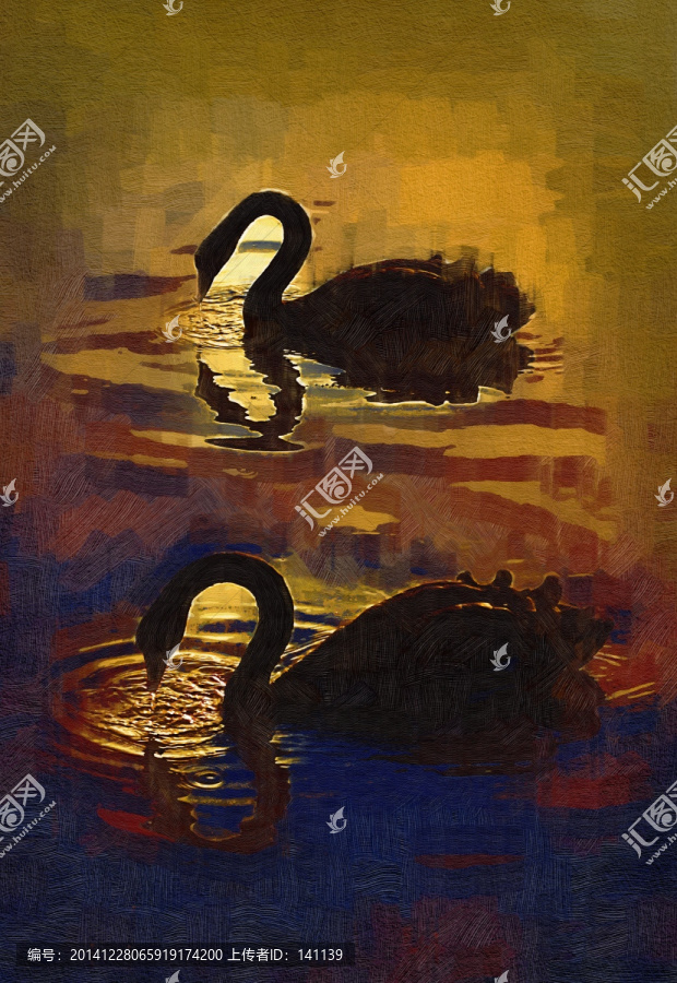 天鵝油畫,裝飾畫,無框畫,油畫