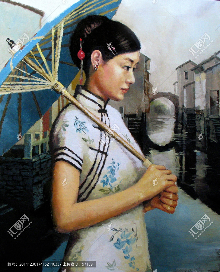 水鄉(xiāng)美女油畫