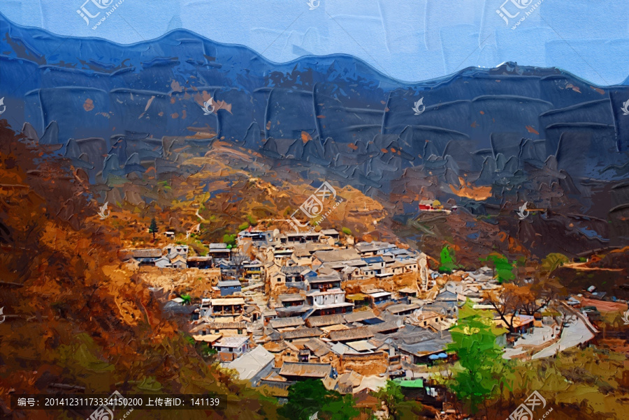 爨底下村風(fēng)景油畫