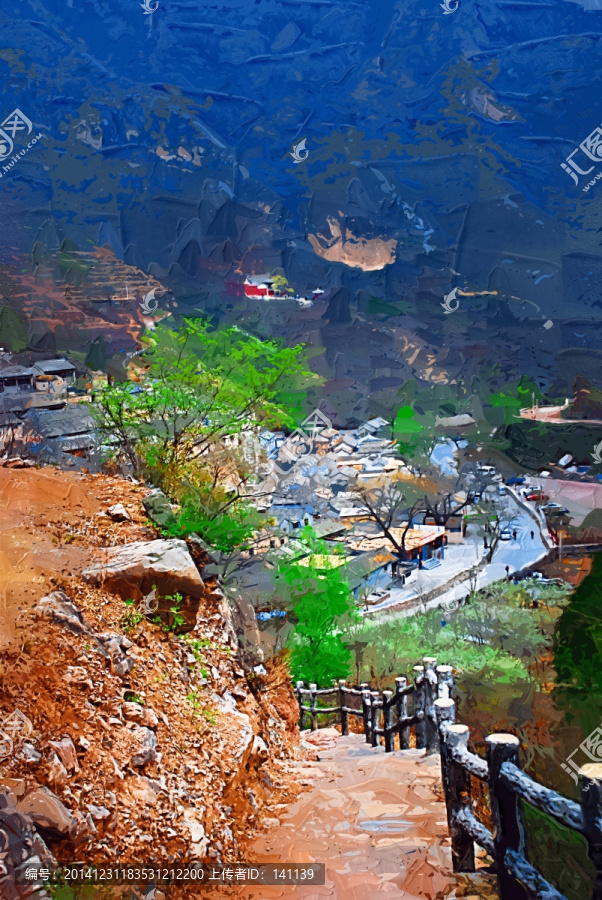 爨底下村風(fēng)景油畫