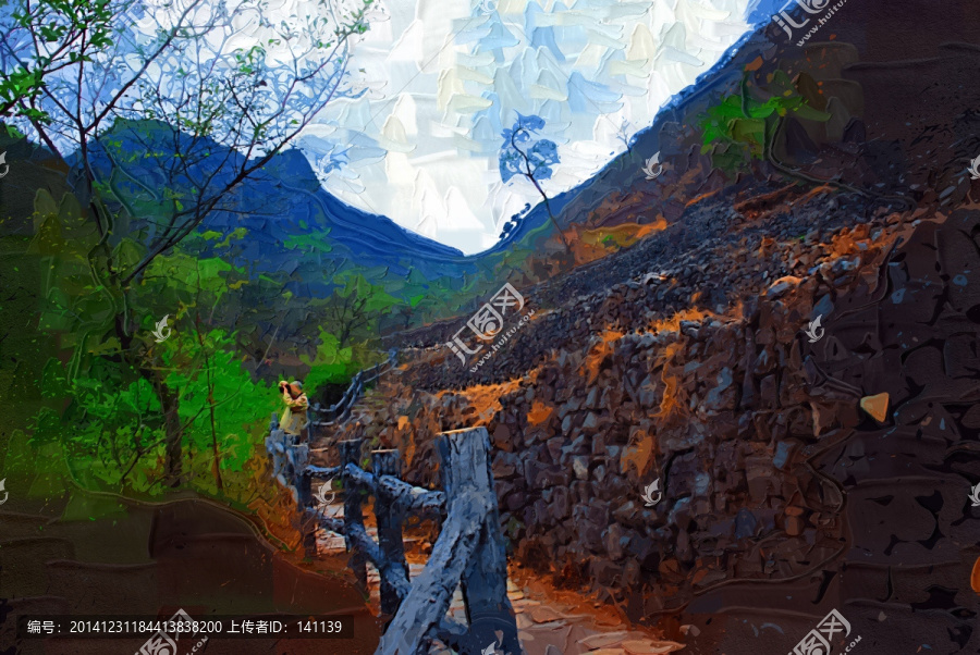 爨底下村風景油畫