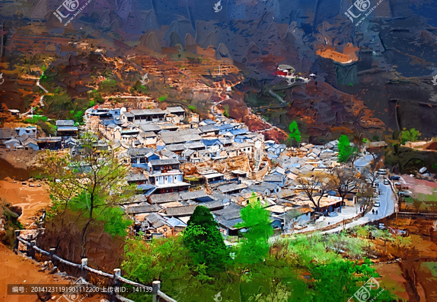 爨底下村風(fēng)景油畫
